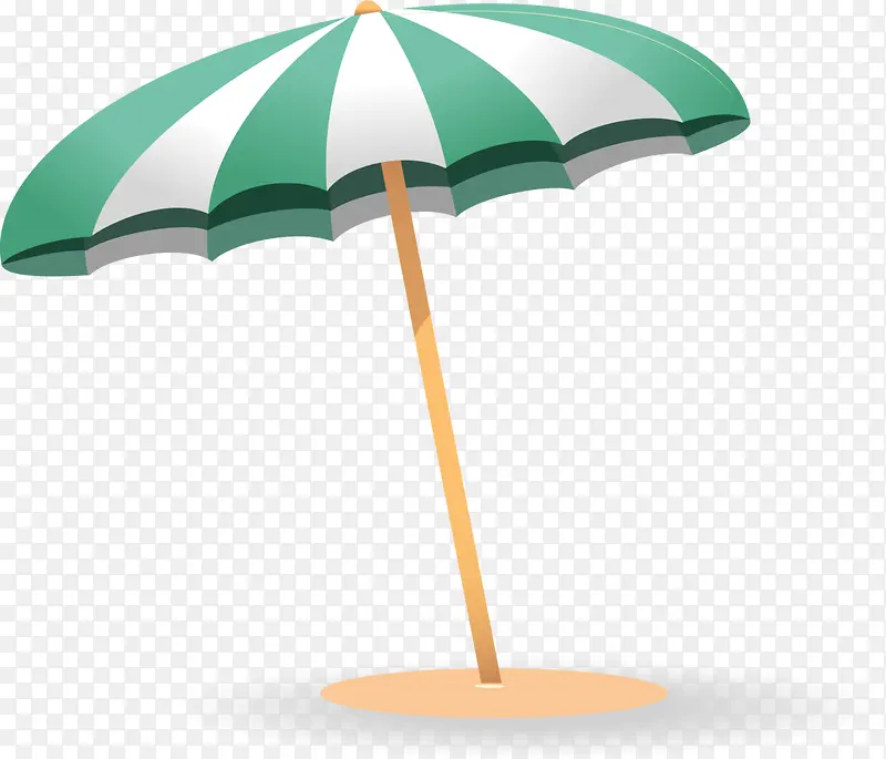 夏季绿色条纹沙滩伞