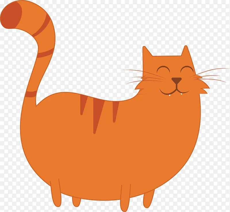 矢量手绘橙色可爱猫咪