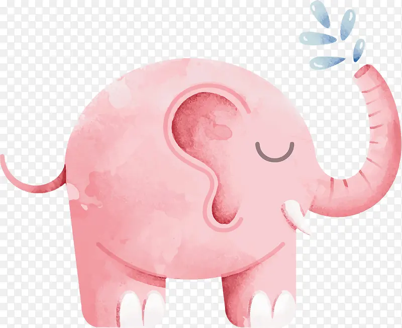 粉红色卡通喷水大象