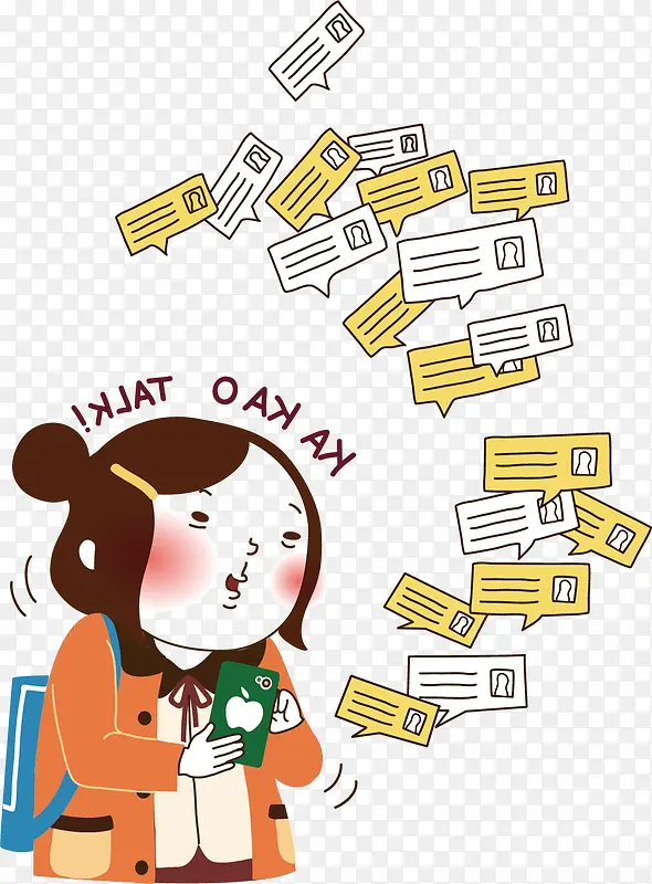 矢量手绘对话框小女孩
