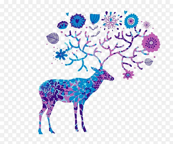 水彩手绘动物麋鹿