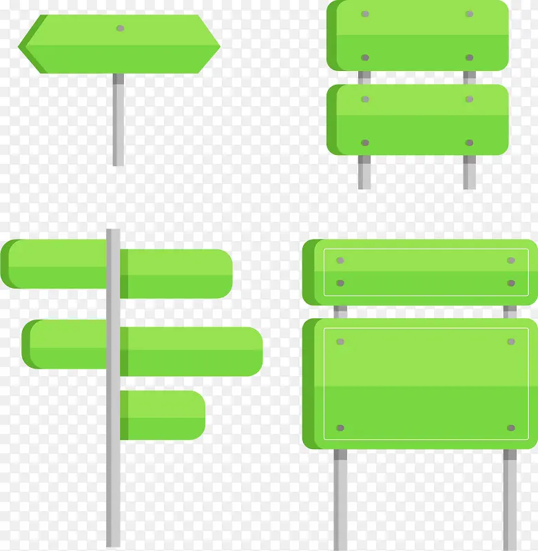 矢量手绘绿色路标