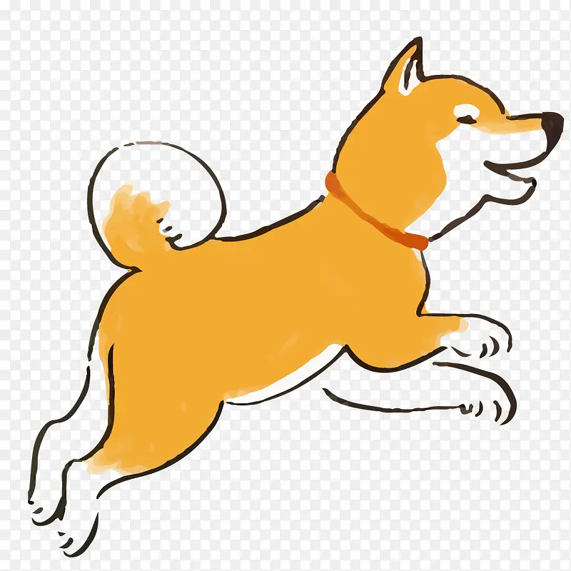 奔跑的卡通萨摩耶犬