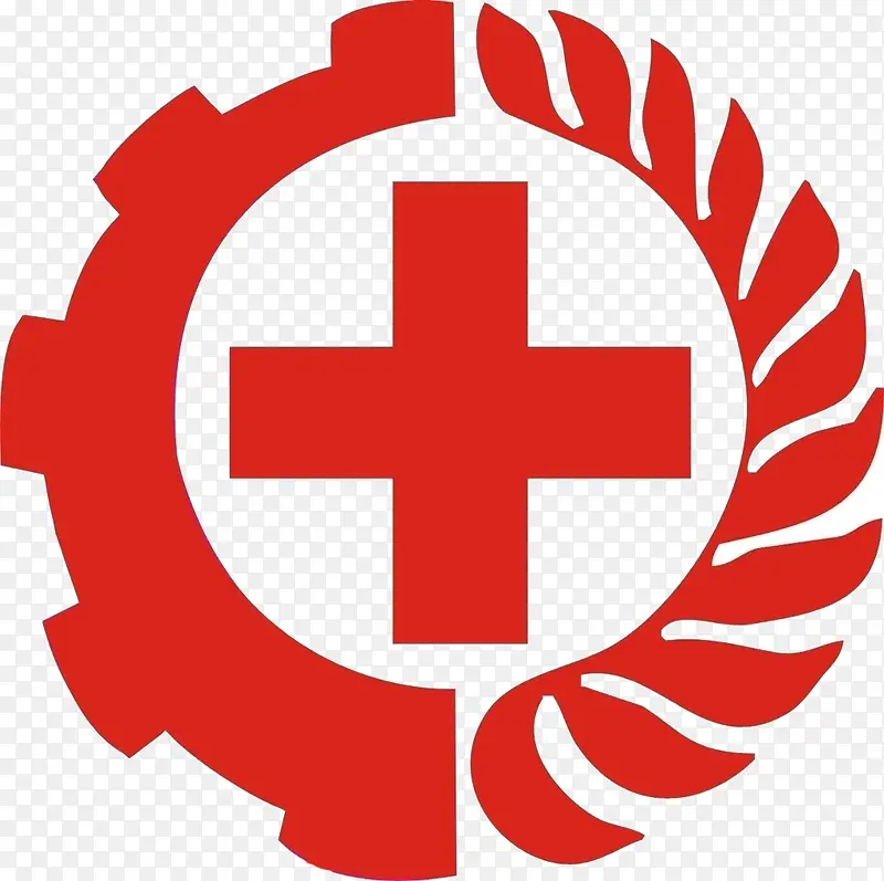 一般麦穗的红十字会标志素材