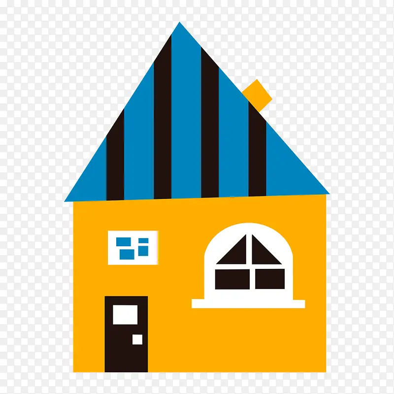 蓝色三角尖顶房子模型