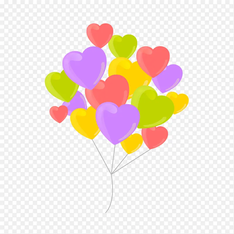 彩色漂浮心形气球