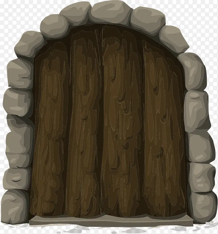 石头围成的木门