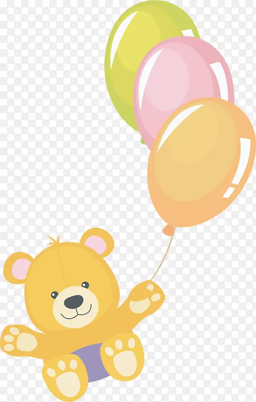儿童节牵着气球的小熊玩偶