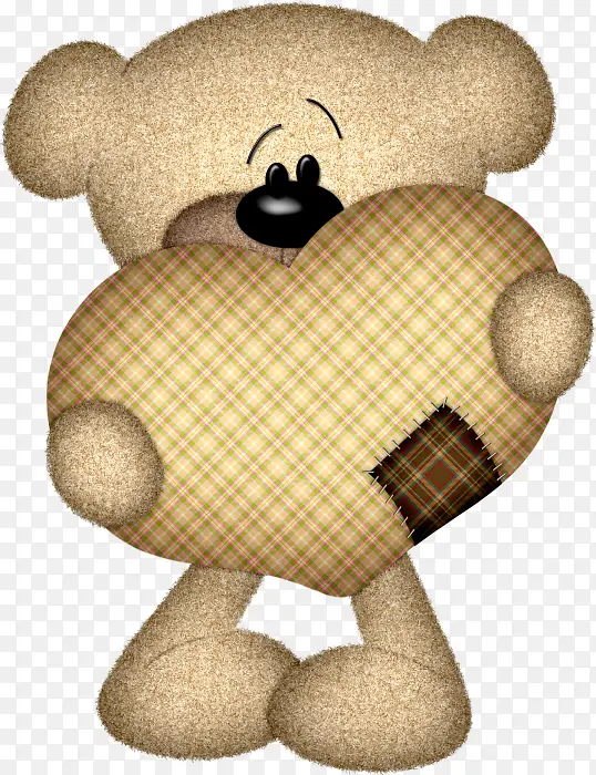 卡通小熊玩偶格子抱枕