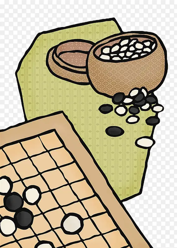 手绘围棋棋盘棋子