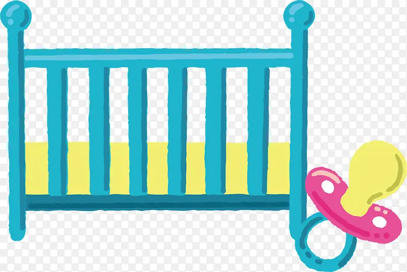 蓝色婴儿床奶嘴卡通可爱婴儿用品