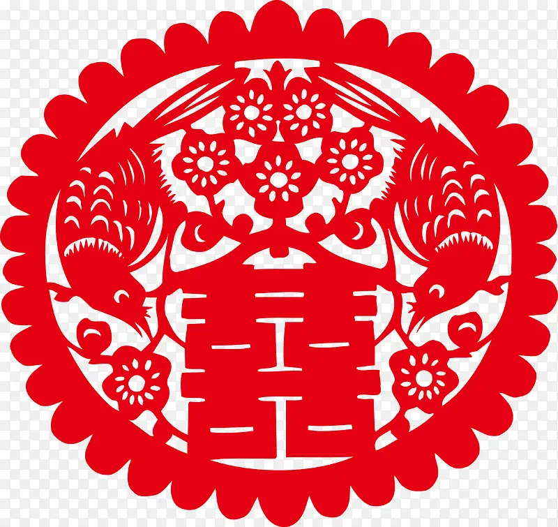 矢量创意囍字剪纸图PNG图片素材下载_图片编号7676484-PNG素材网