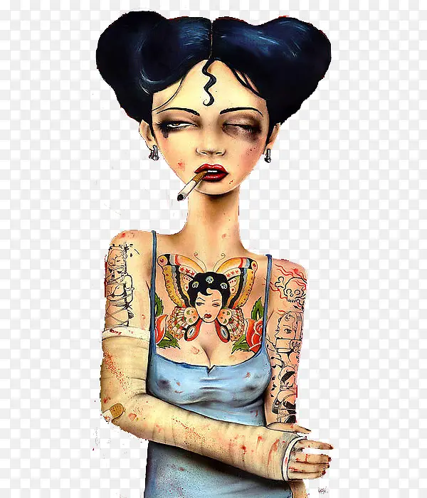 抽烟的女士