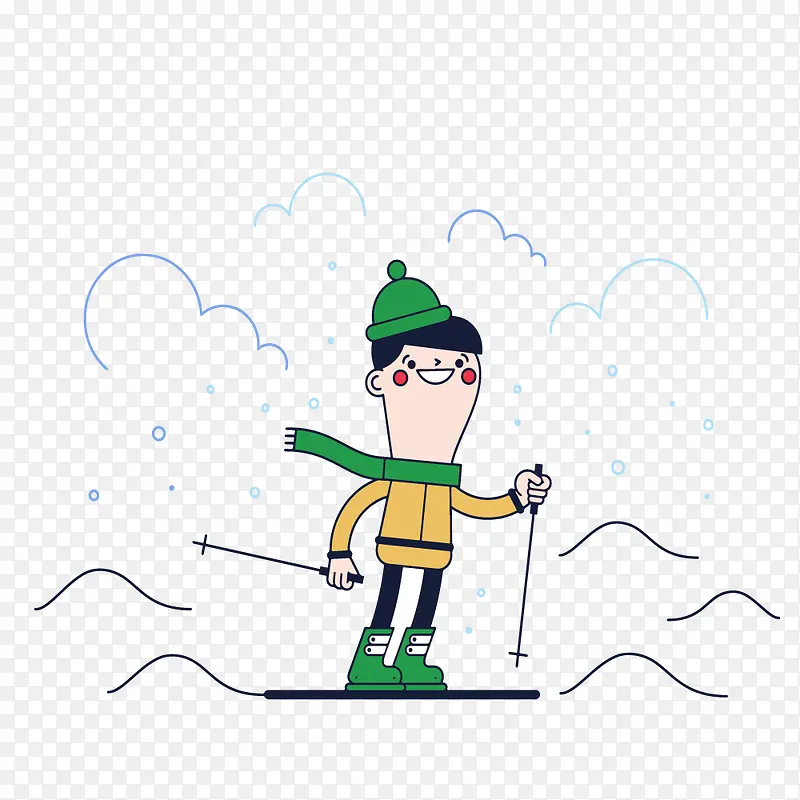 卡通滑雪儿童