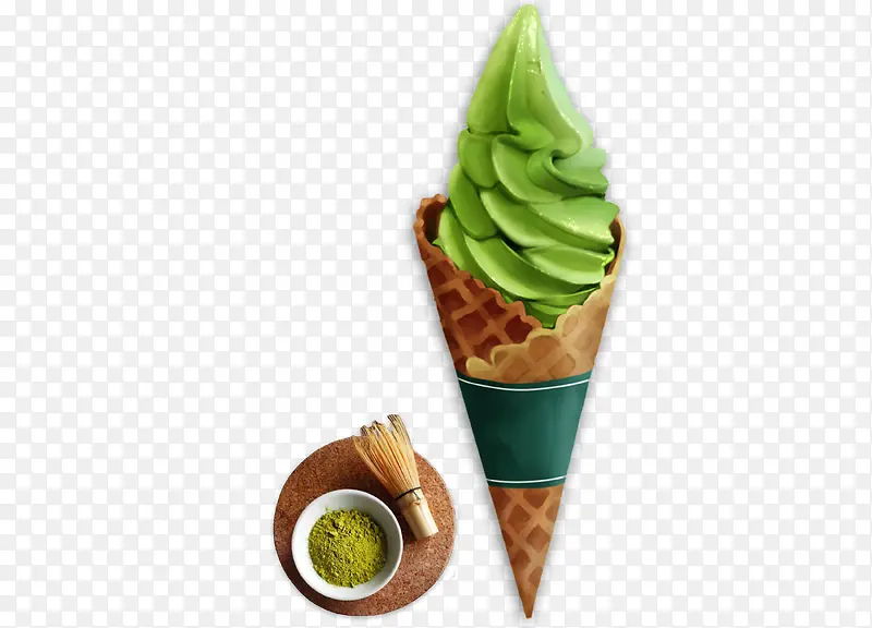 绿色的抹茶味冰淇淋PNG