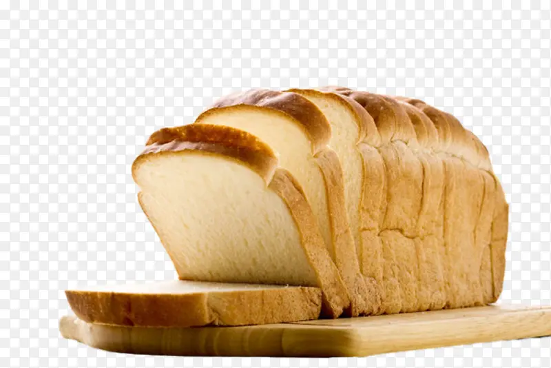 砧板上切片的面包实物