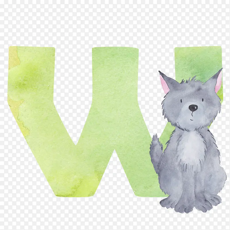 卡通手绘字母与狗