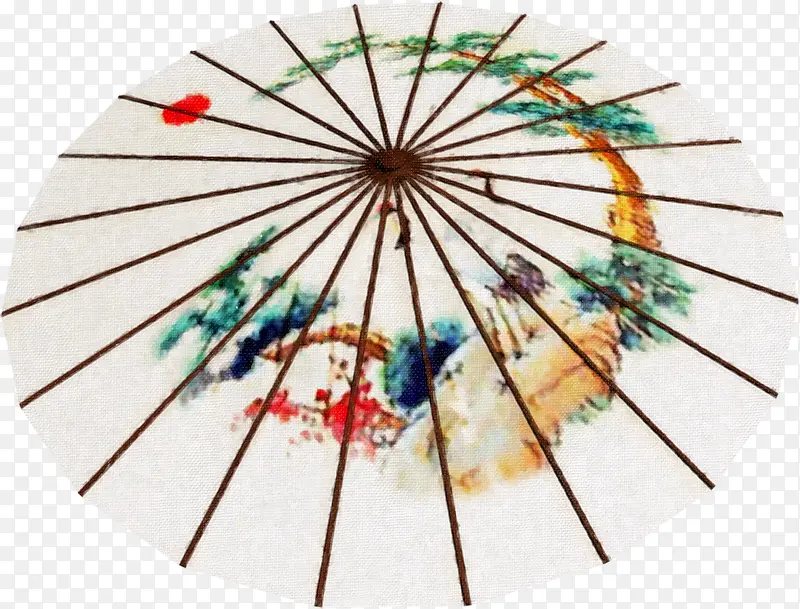 手绘花纸伞古代装饰素材