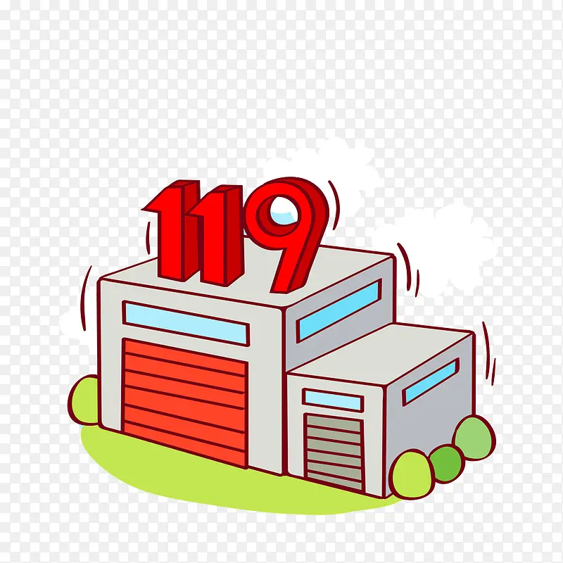 手绘创意119房子免抠图
