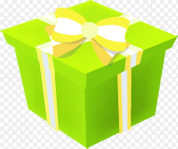 绿色的礼物盒及黄白相间的蝴蝶结
