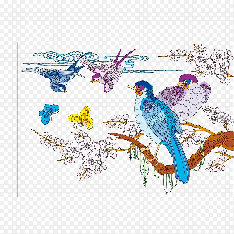 鸟类中国画PNG图片素材下载_图片编号7682265-PNG素材网