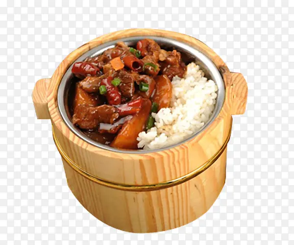 红烧肉饭木桶米饭