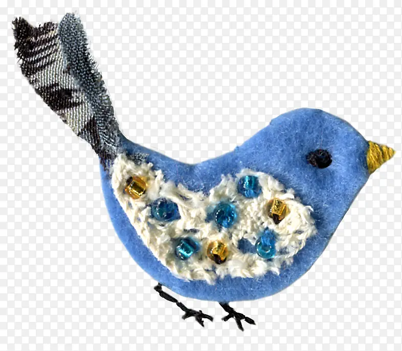 手工布艺蓝色小鸟装饰元素