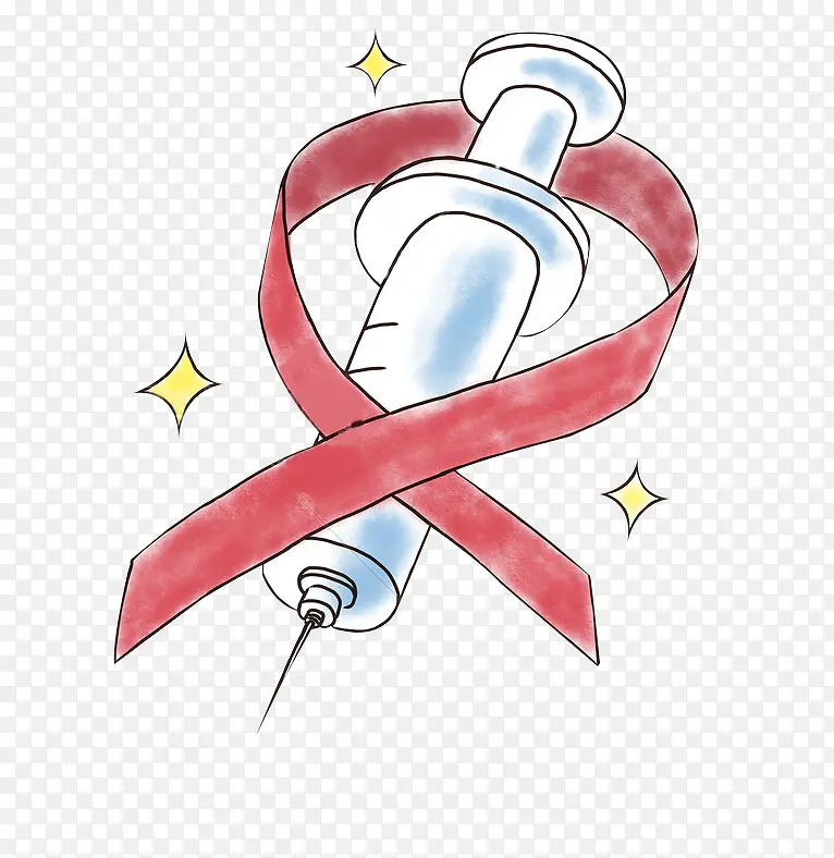 2018世界艾滋日针筒AIDS卡通风手绘