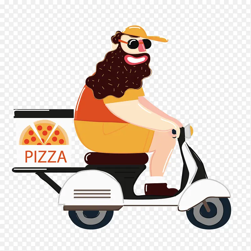 矢量卡通手绘披萨送货员免抠图P
