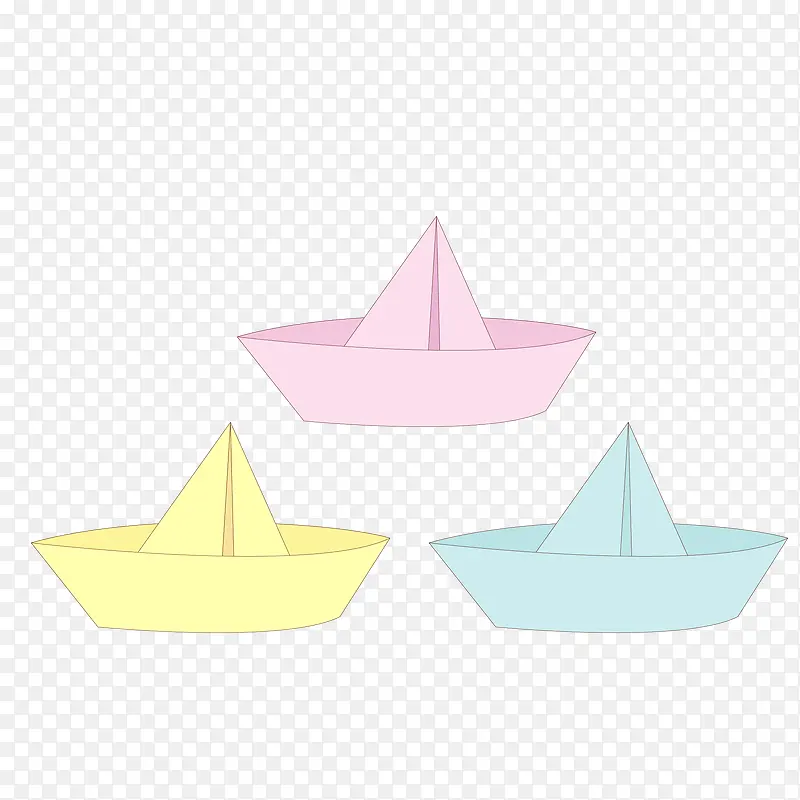 矢量手绘彩色纸船