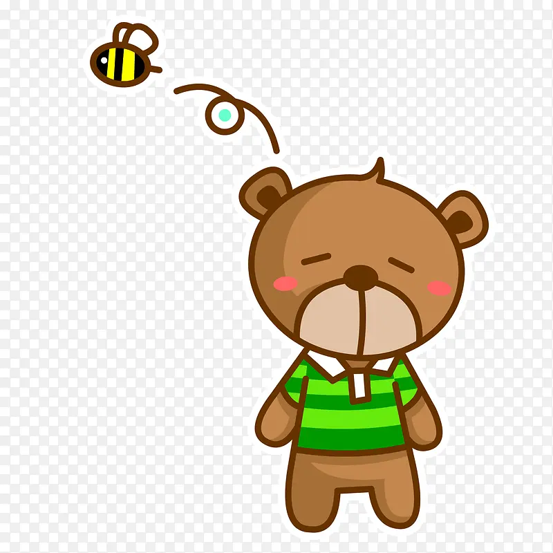 手绘矢量瞌睡幻想蜂蜜小熊