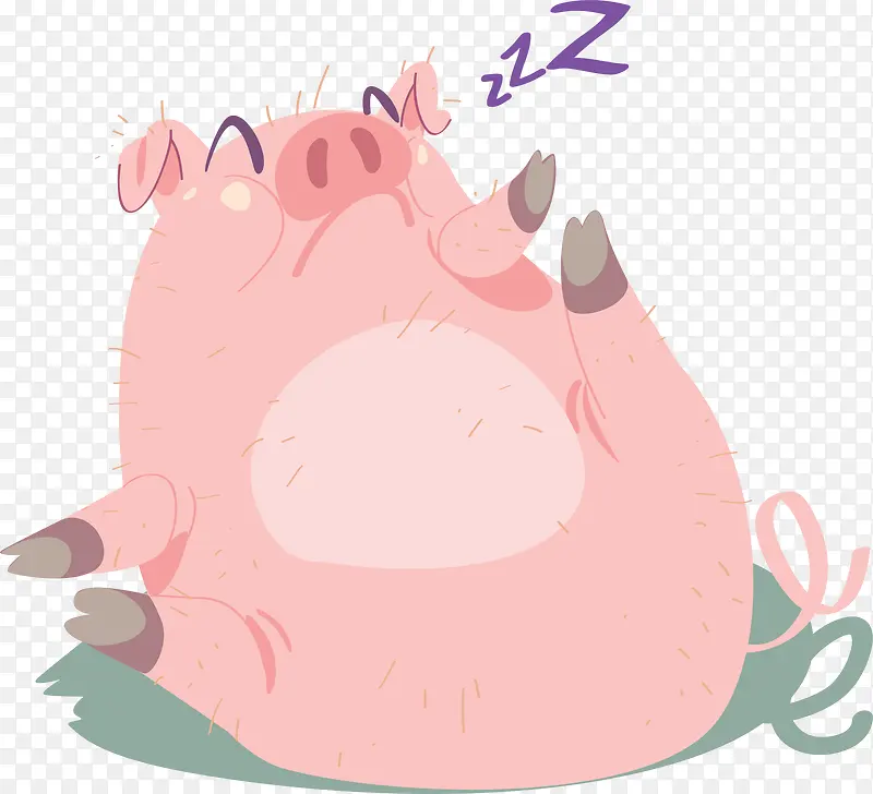 粉红肥胖睡觉的猪