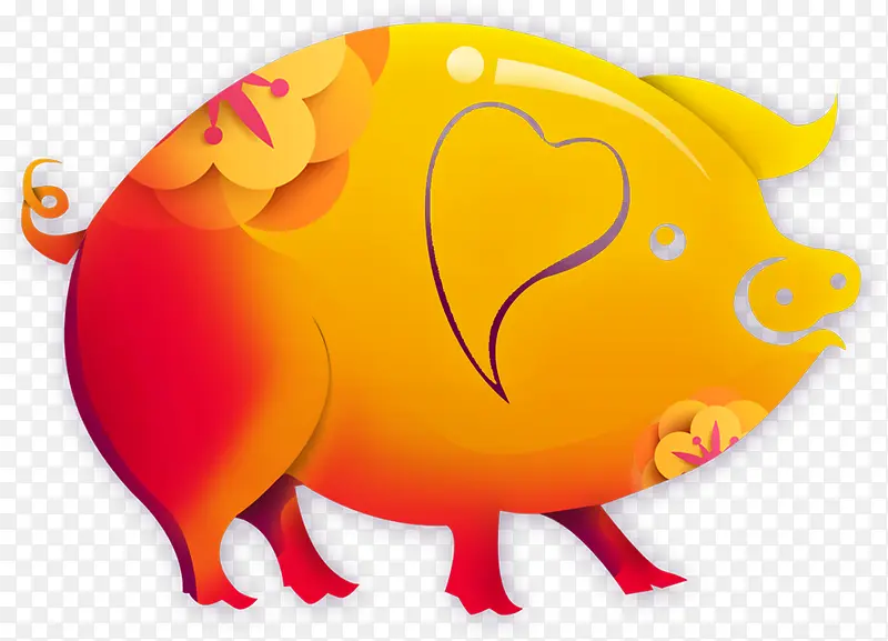 胖胖的金猪剪纸金猪窗花金猪