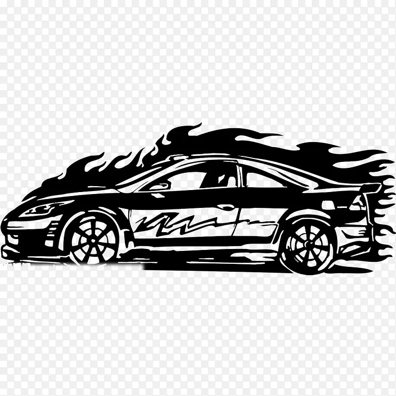 卡通汽车嚣张的火焰标识PNG