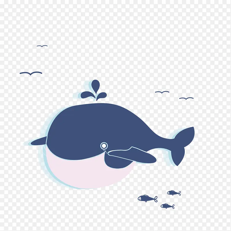 深蓝色卡通鲸鱼图案
