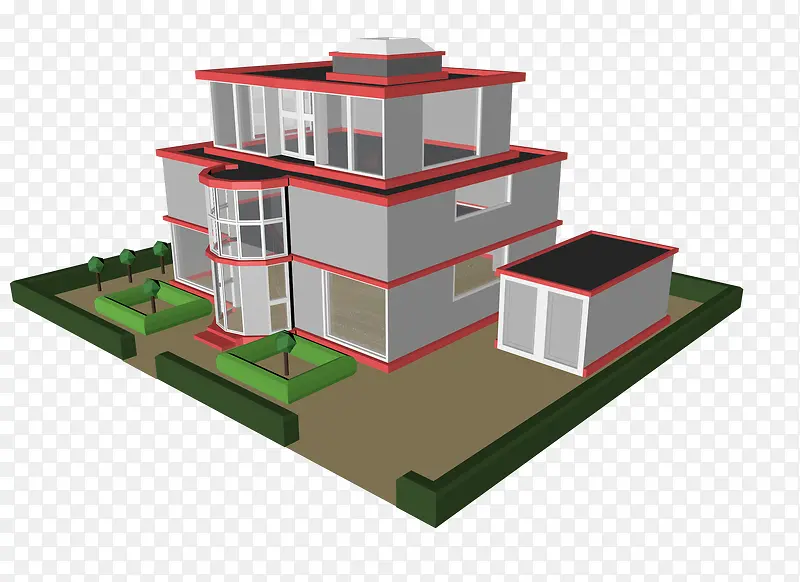卡通别墅房屋建筑模型png