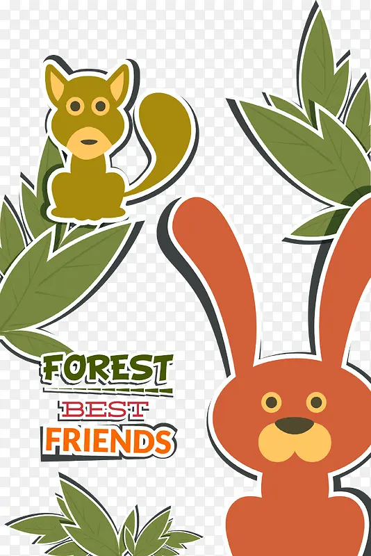 森林朋友兔子插画矢量