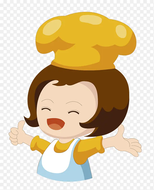 戴黄色厨师帽的烘焙师女孩