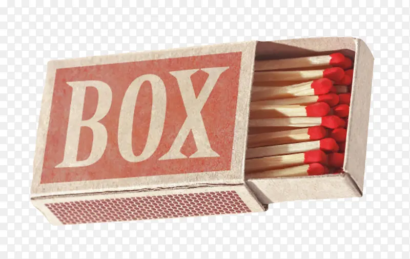 红色取火工具字母盒子里的火柴棍