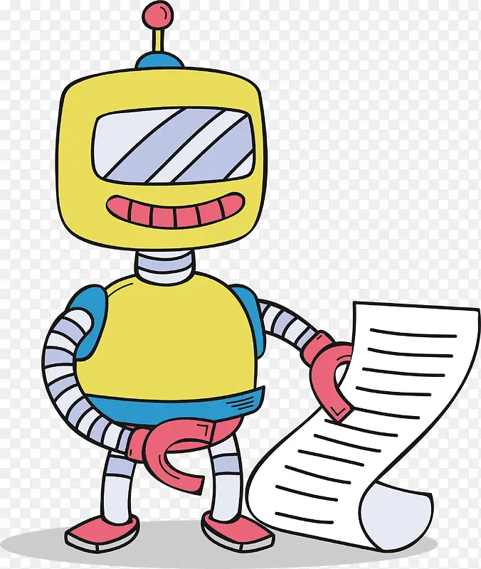 卡通彩色看账单的机器人