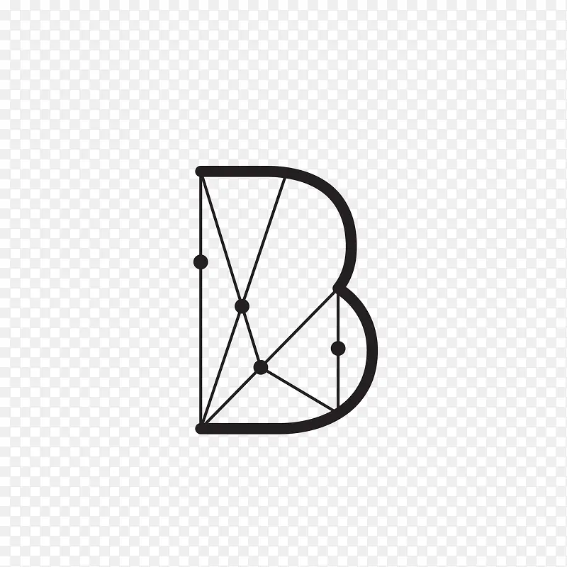 创意线条几何字母B免抠素材