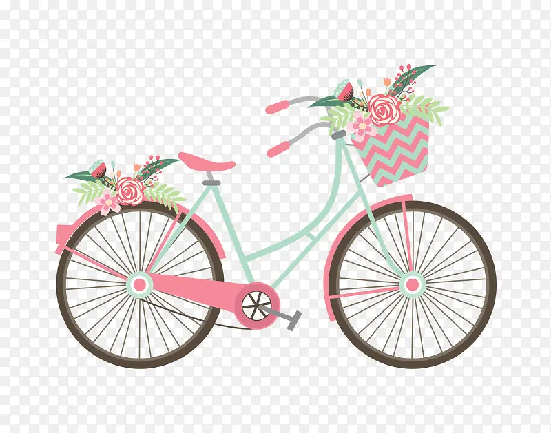 卡通手绘美丽的自行车