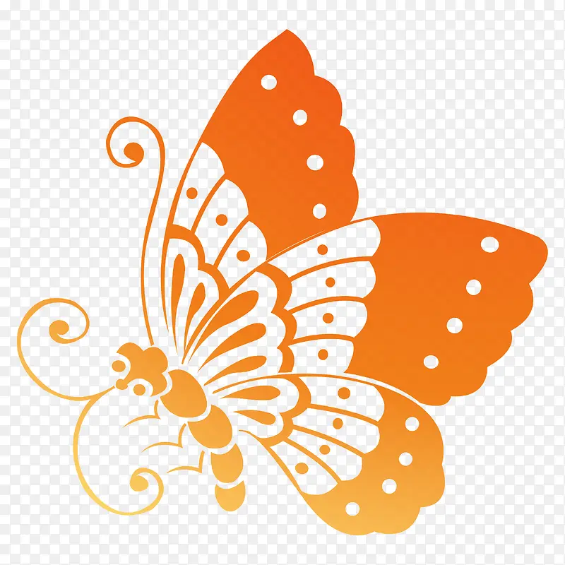 手绘一只橘色的蝴蝶