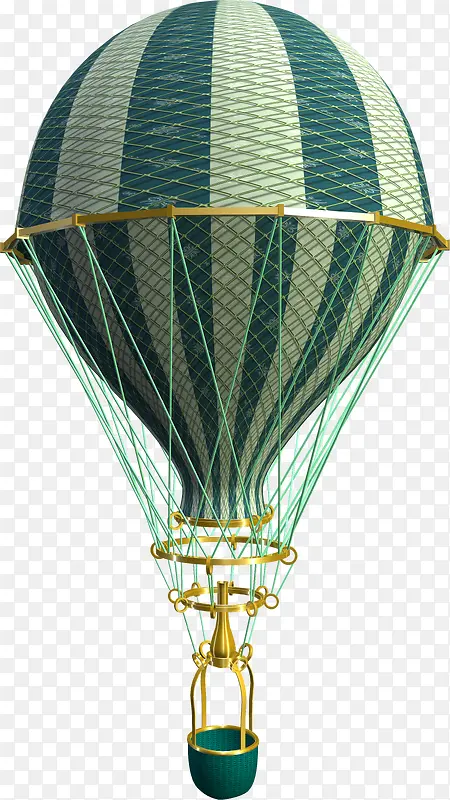 绿色网状热气球素材免抠