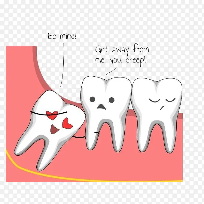 卡通智齿牙痛牙科插画免抠