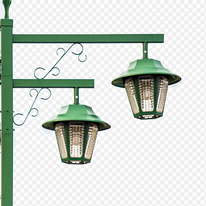 绿色城市复古路灯