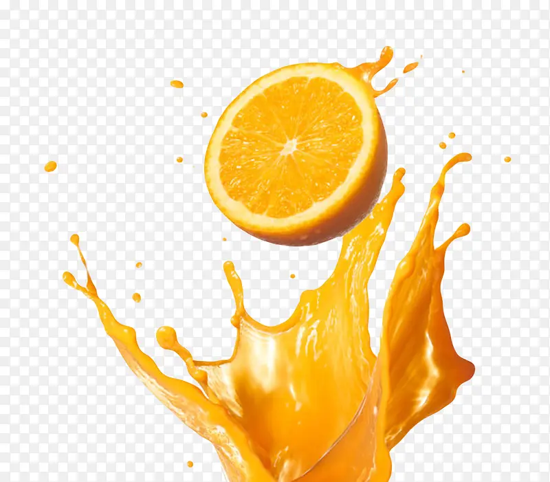 橙色香甜水果奉节脐橙和溅起的橙
