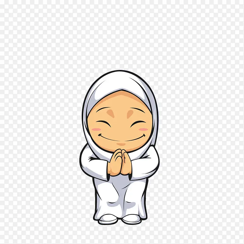 卡通开心祈祷的女子素材