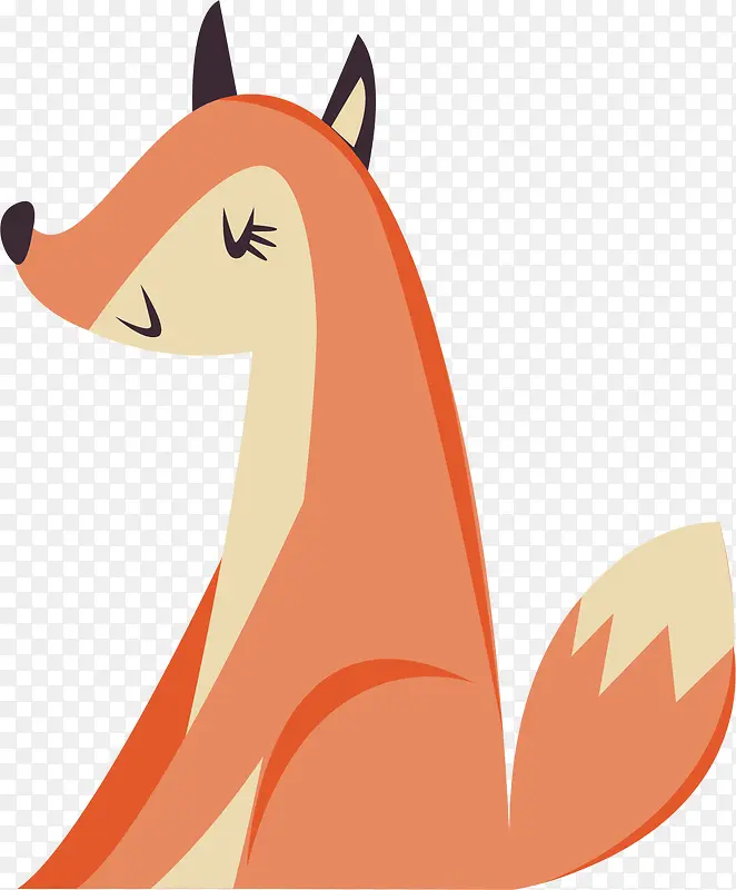 矢量图闭眼睛的橘色狐狸