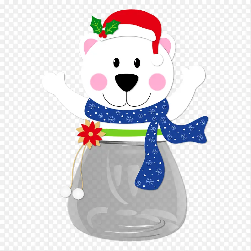 卡通圣诞白熊糖果罐